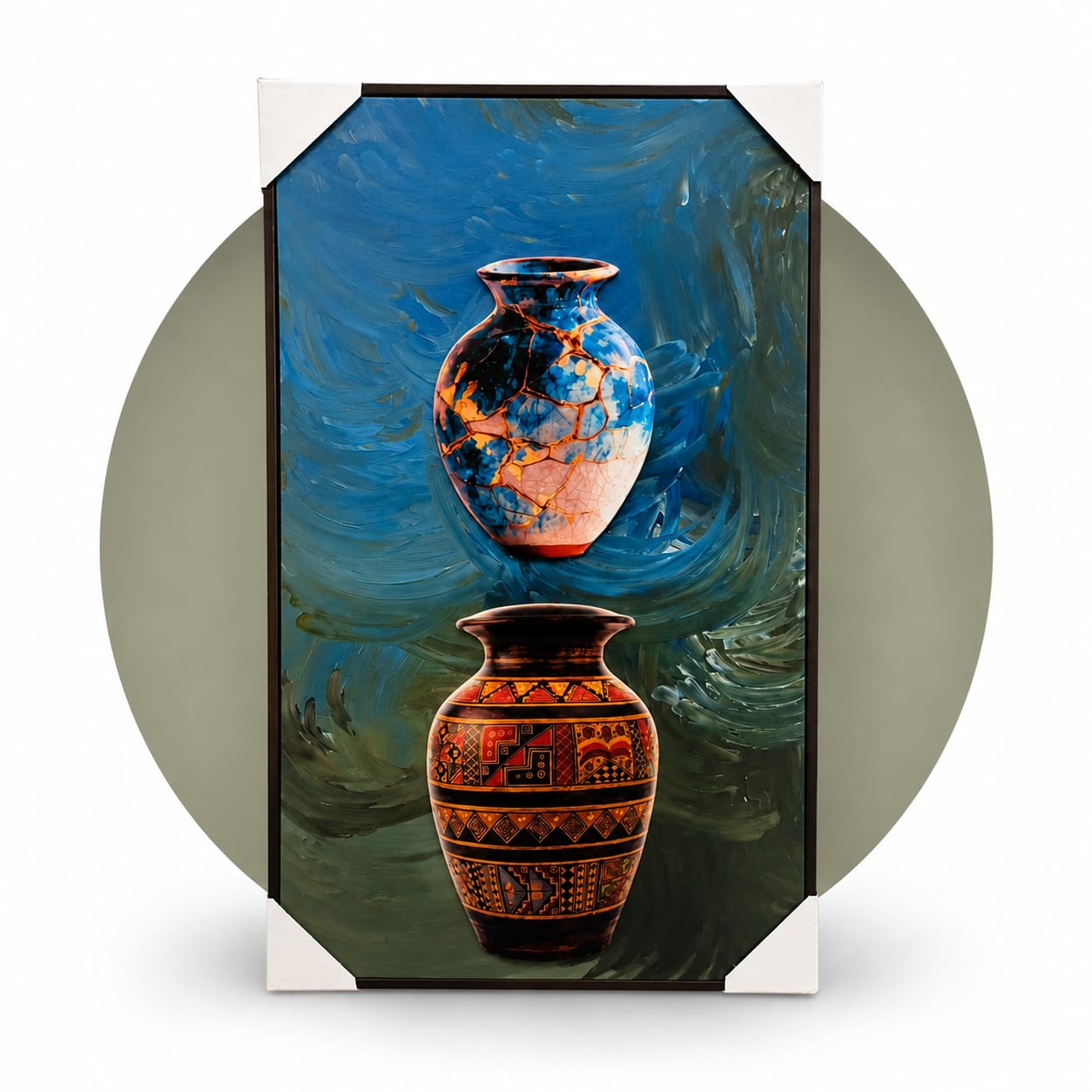 Artisan Heritage Vase Wall Art – Blue & Terracotta
