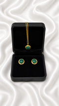 Emerald Elegance Pendant & Stud Earrings Set