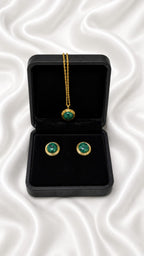 Emerald Elegance Pendant & Stud Earrings Set