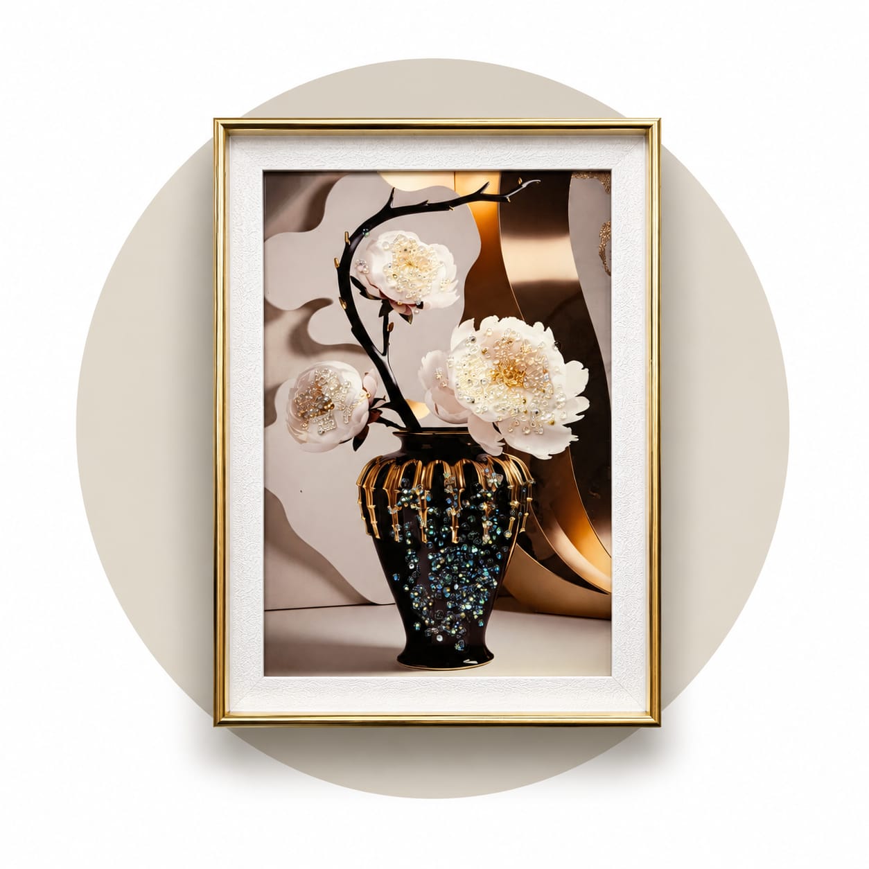 Golden Blossom Elegance – Luxury Floral Wall Art
