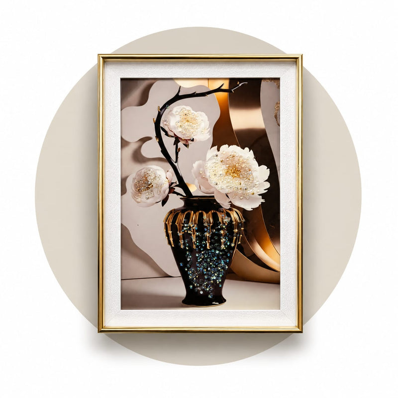 Golden Blossom Elegance – Luxury Floral Wall Art