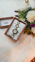 Luxury Gold-Tone Geometric Bracelet Watch