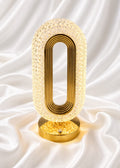 Rechargeable Oval Crystal Table Lamp – Dual White & Golden Light