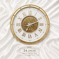 24 Inch Premium Gold Metal Wall Clock – Exposed Mechanical Gears