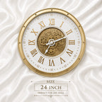 24 Inch Premium Gold Metal Wall Clock – Exposed Mechanical Gears