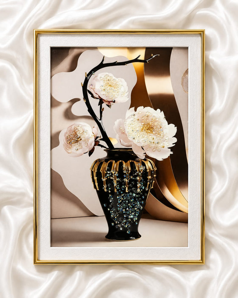 Golden Blossom Elegance – Luxury Floral Wall Art