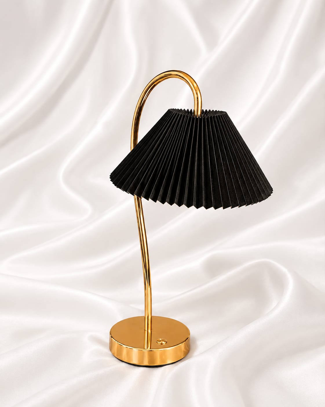 Rechargeable Premium Brass Table Lamp – Pleated Shade