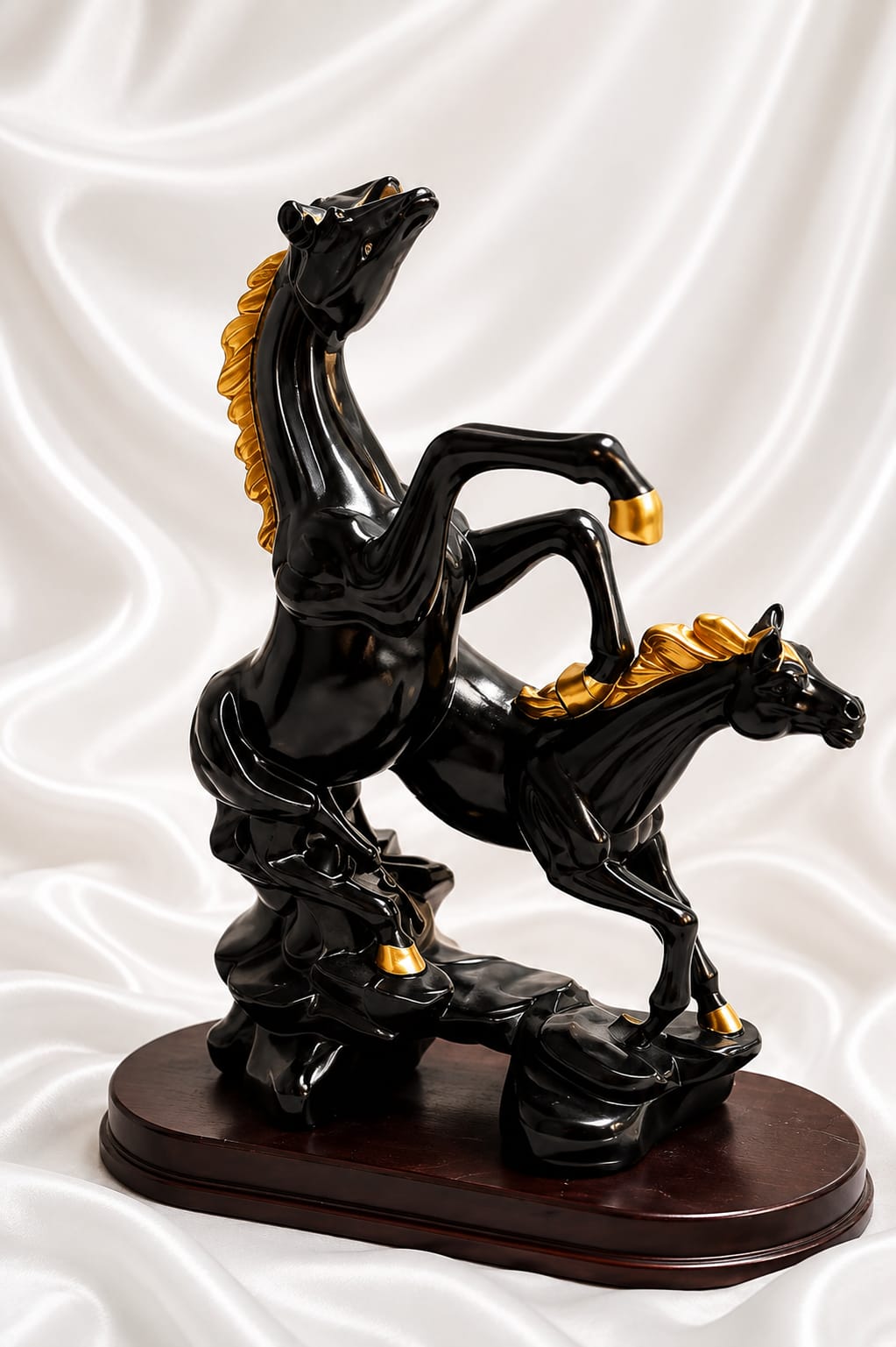 Royal Black & Gold Horse Sculpture