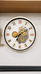 Vintage Industrial Metal Wall Clock – Exposed Gold Gear Design