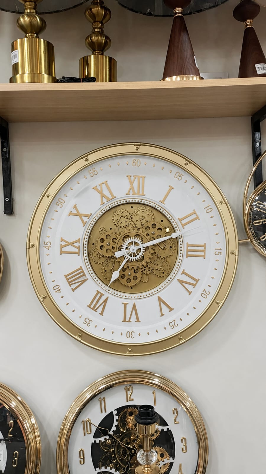 24 Inch Premium Gold Metal Wall Clock – Exposed Mechanical Gears