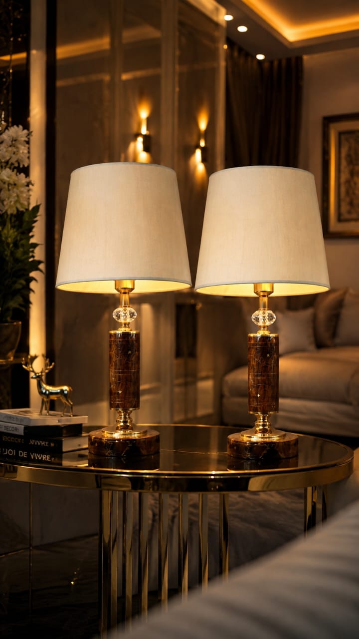 Golden Marble Crystal Table Lamp