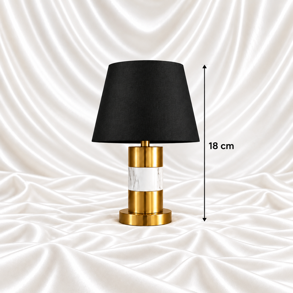 Luxury Black & Gold Marble Table Lamp Pair - 28 inches