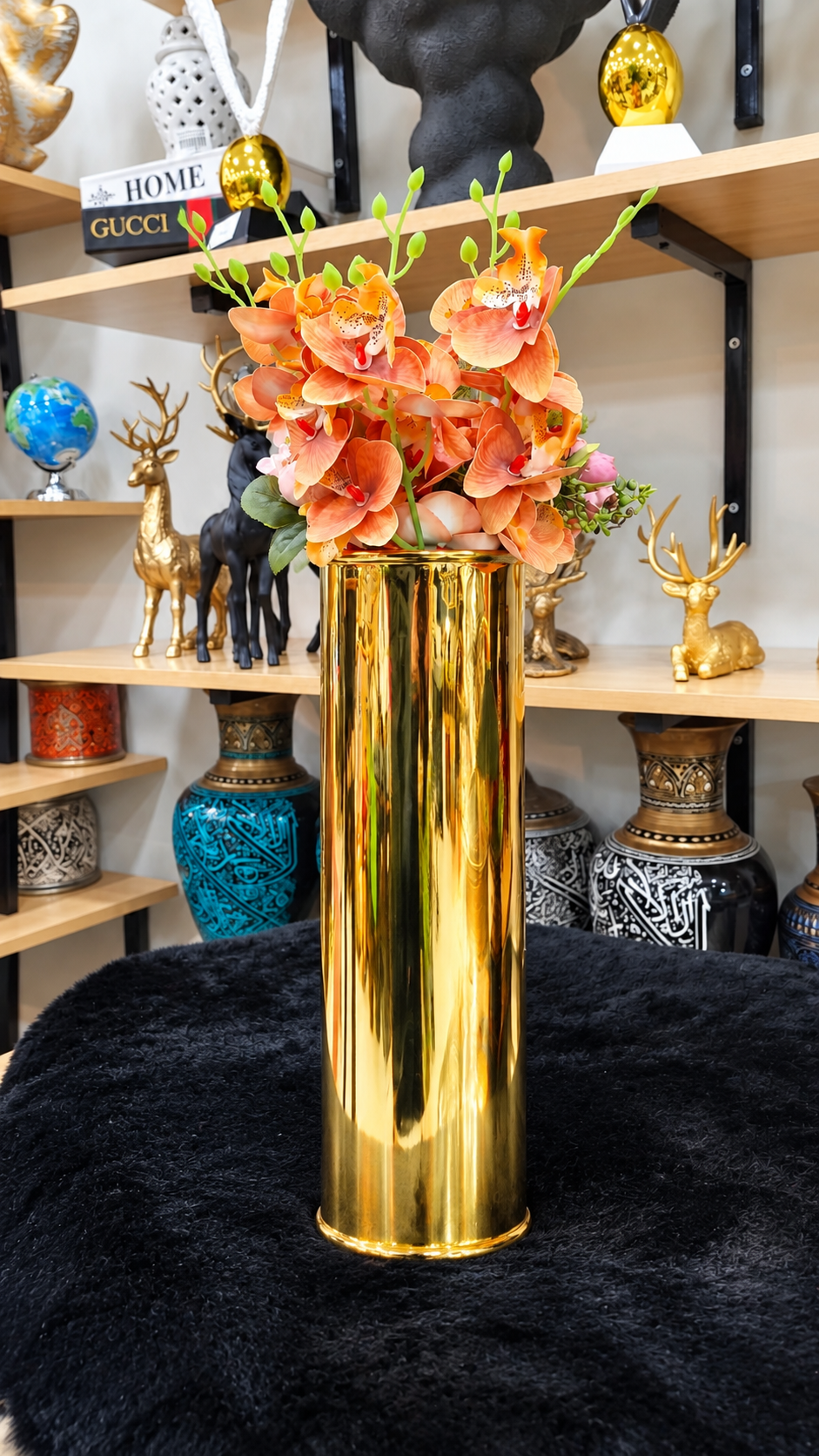 Luxury Orange Orchid Gold Vase Arrangement 🌸✨