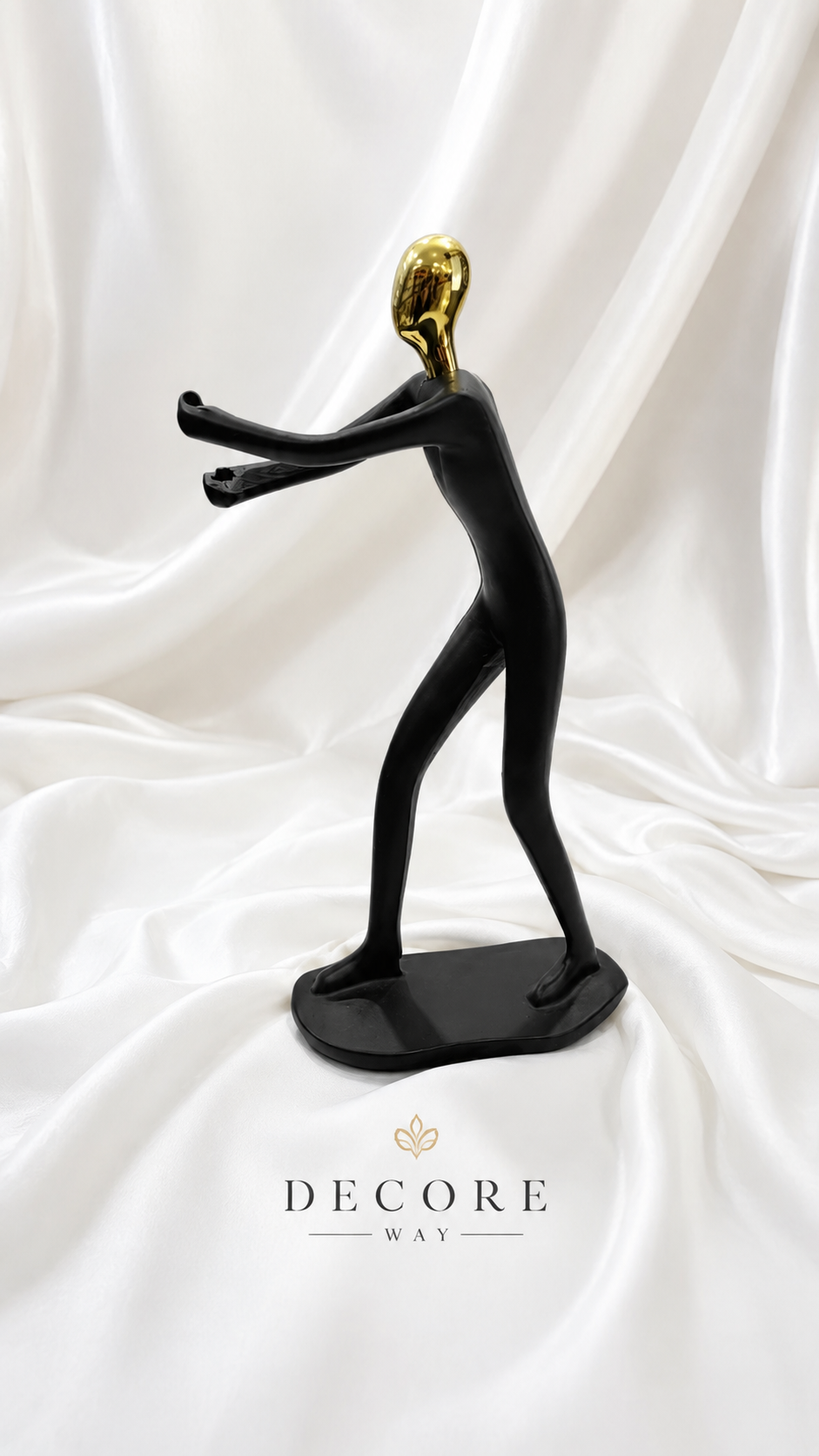 Modern Abstract Black & Gold Figurine – Premium Metal Decor