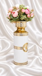 Cardina — White & Gold Luxury Vase
Option: Style → Vase Only / With Floral Bunches                             ✅ FREE HOME DELIVERY
