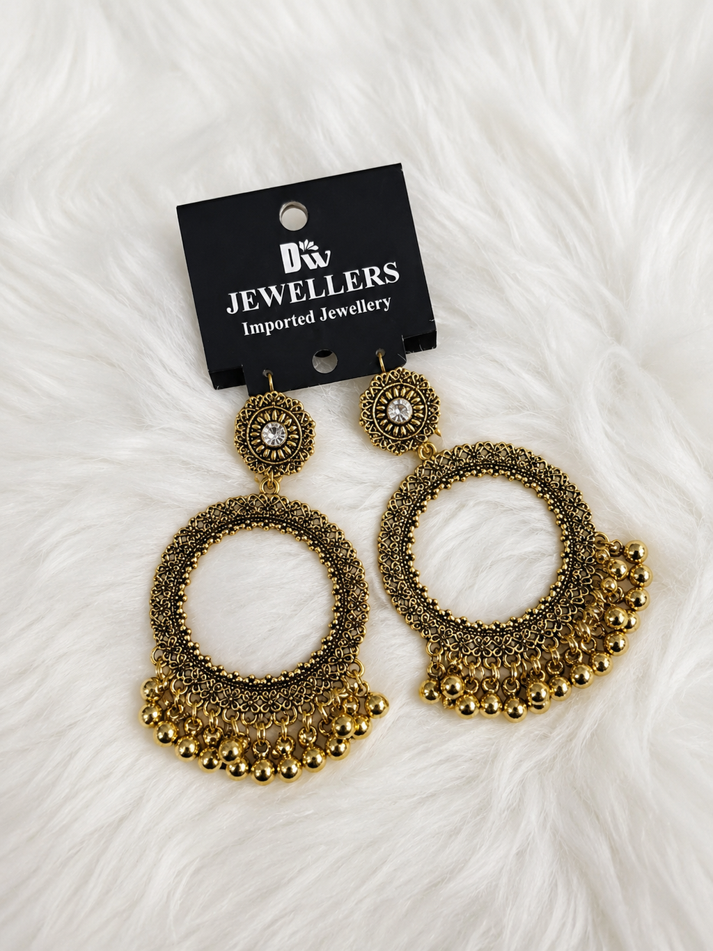 Antique Gold Crystal-Accent Circle Earrings