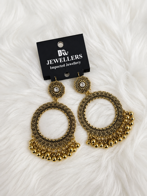 Antique Gold Crystal-Accent Circle Earrings