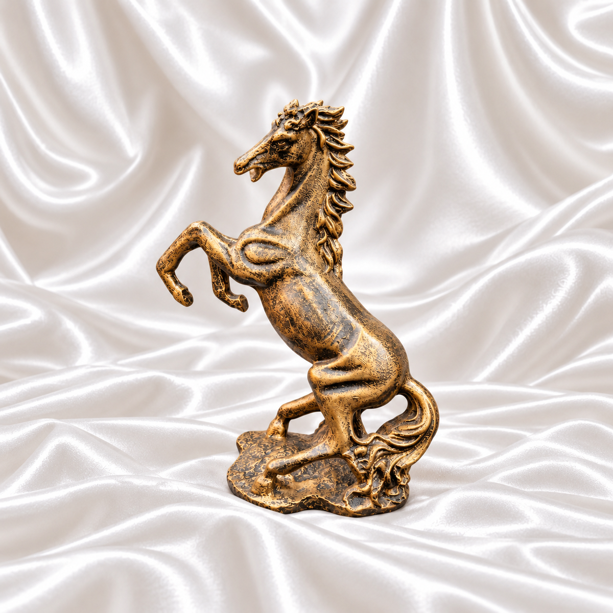 Antique Gold Rearing Horse Statue
