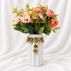 Luxury Gold Floral Decorative Vase Set with Artificial Flowers
