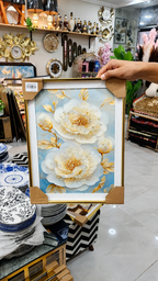 Embellished White Peony Framed Art – Crystal & Pearl Wall Decor