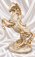 Golden Rearing Horse Statue — Distressed Finish.                          ✅ FREE HOME DELIVERY