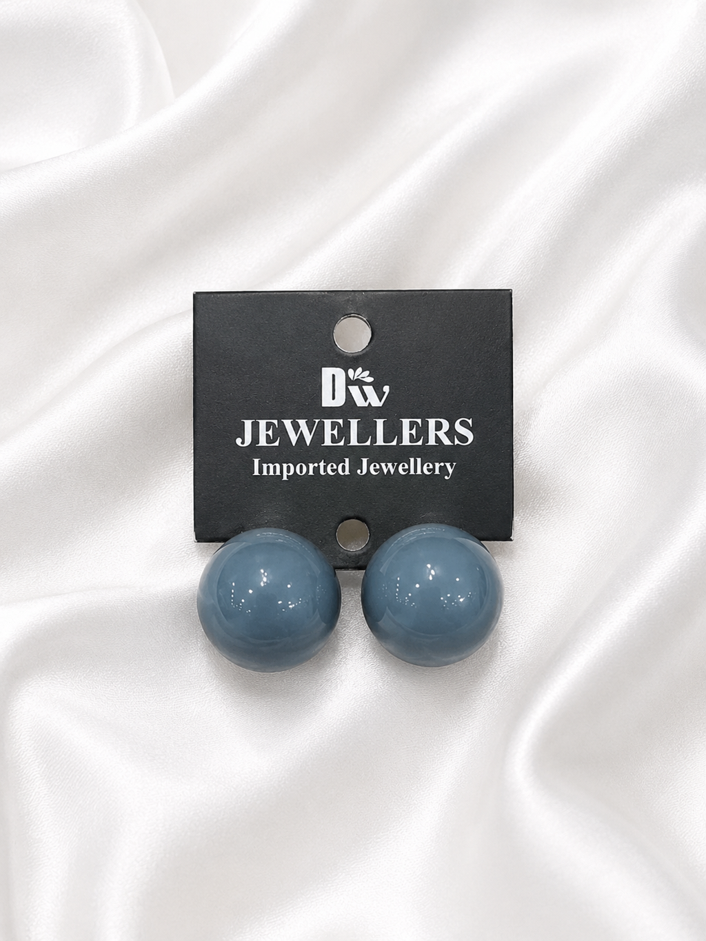 Smooth Round Stud Earrings – Slate Grey & Pastel Pink