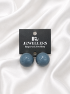 Smooth Round Stud Earrings – Slate Grey & Pastel Pink