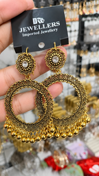 Antique Gold Crystal-Accent Circle Earrings