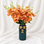 Luxury Gold Floral Decorative Vase Set with Artificial Flowers