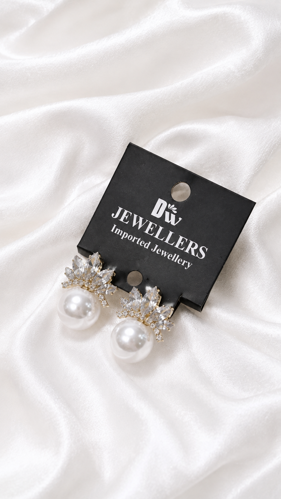 Gold Crystal Crown Pearl Stud Earrings