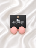 Smooth Round Stud Earrings – Slate Grey & Pastel Pink
