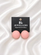 Smooth Round Stud Earrings – Slate Grey & Pastel Pink