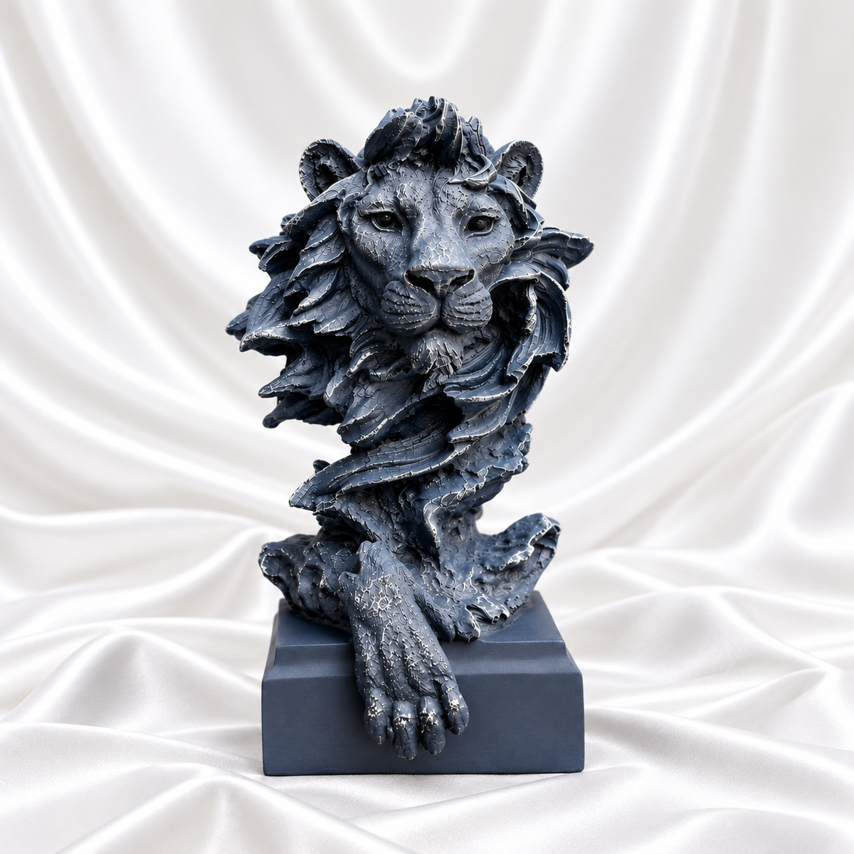 Blue Antique: Blue Antique Lion Head Statue 11 Inch – Luxury Decorative Showpiece