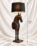 4.5 ft antique bronze horse floor lamp with black lampshade