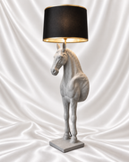 4.5 ft ivory cream horse floor lamp with black lampshade
