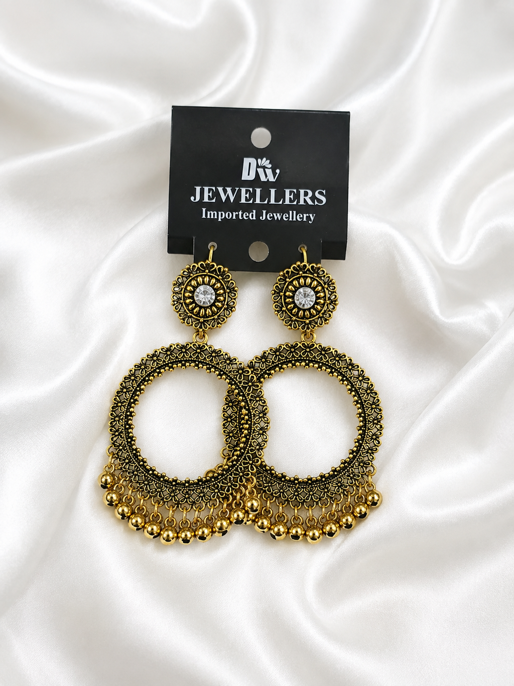 Antique Gold Crystal-Accent Circle Earrings