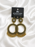 Antique Gold Crystal-Accent Circle Earrings