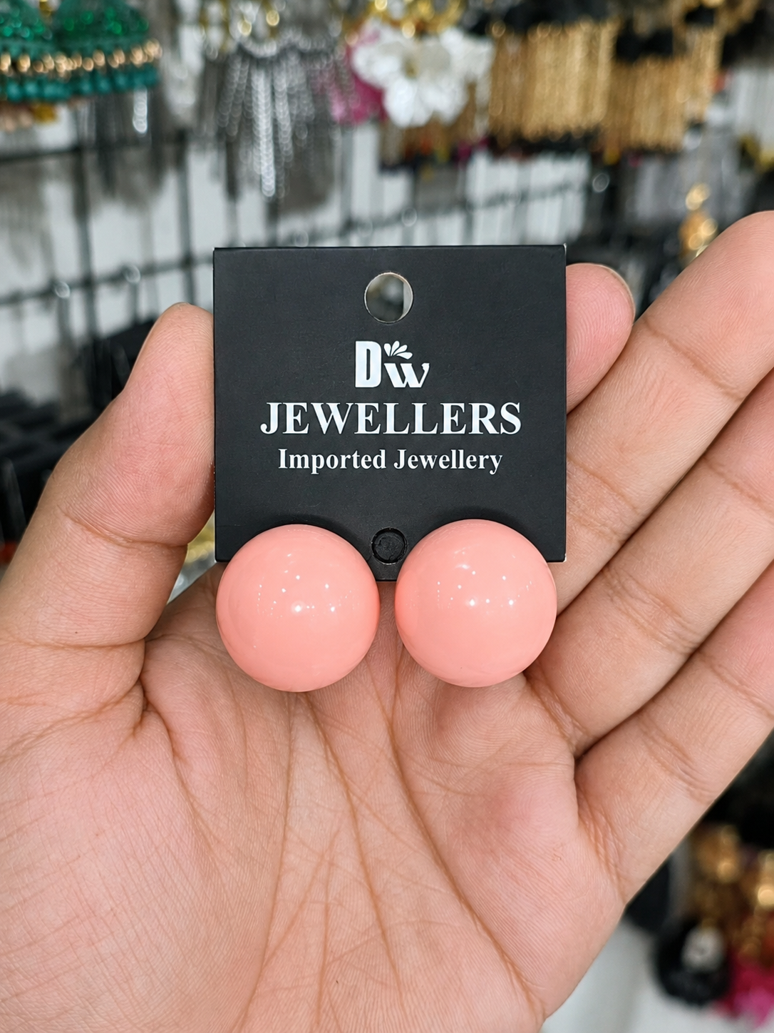 Smooth Round Stud Earrings – Slate Grey & Pastel Pink
