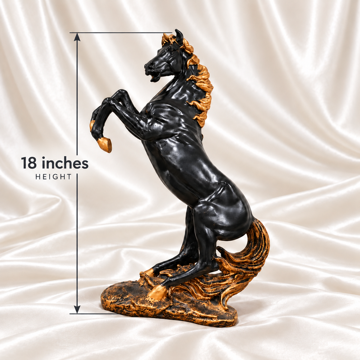 Luxury Black & Gold Rearing Horse Statue | Premium Home Décor Sculpture - 18 Inch