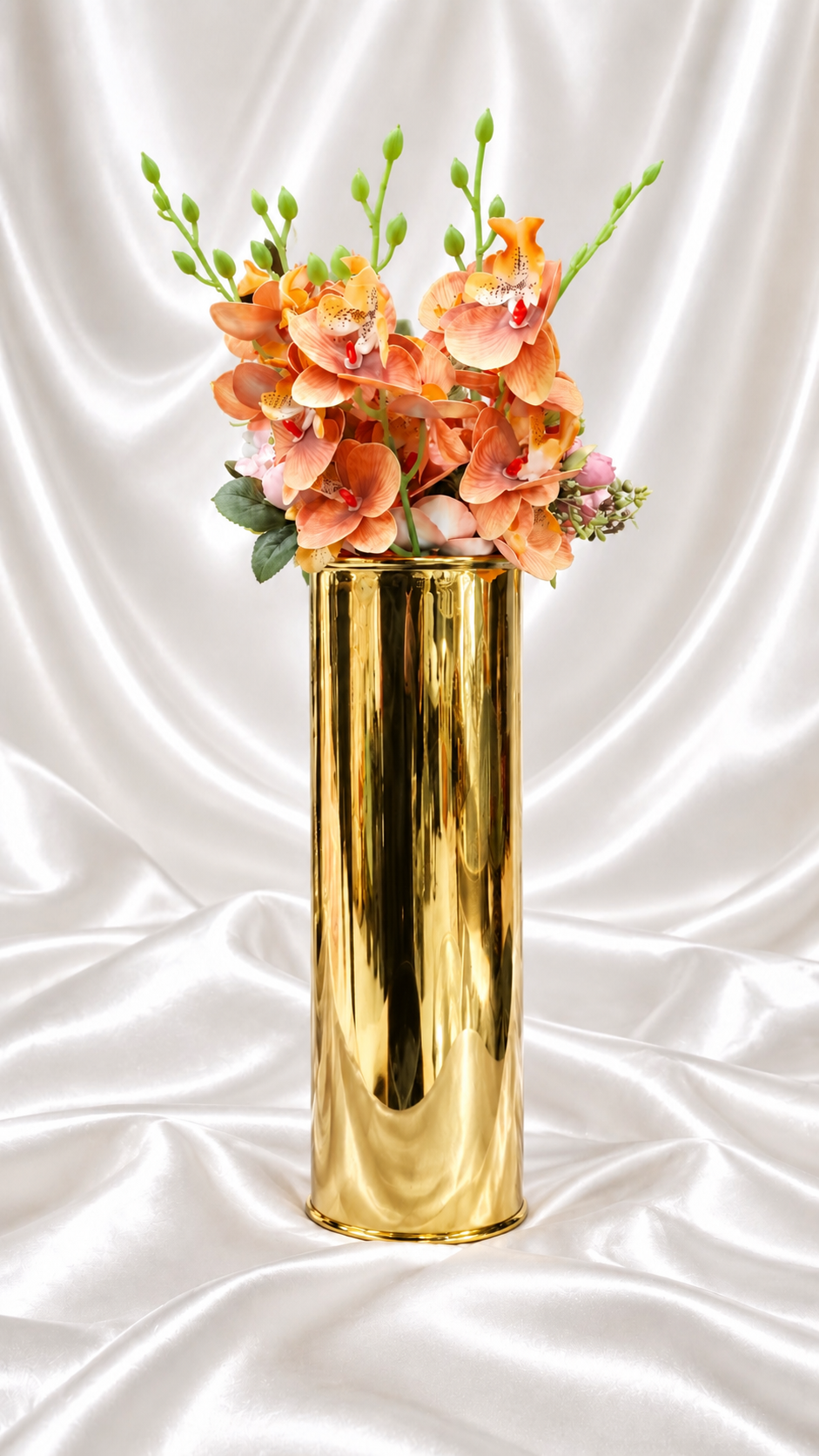Luxury Orange Orchid Gold Vase Arrangement 🌸✨