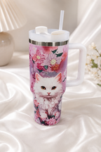 1.5L Floral Cat Stainless Steel Tumbler – Insulated Hot & Cold