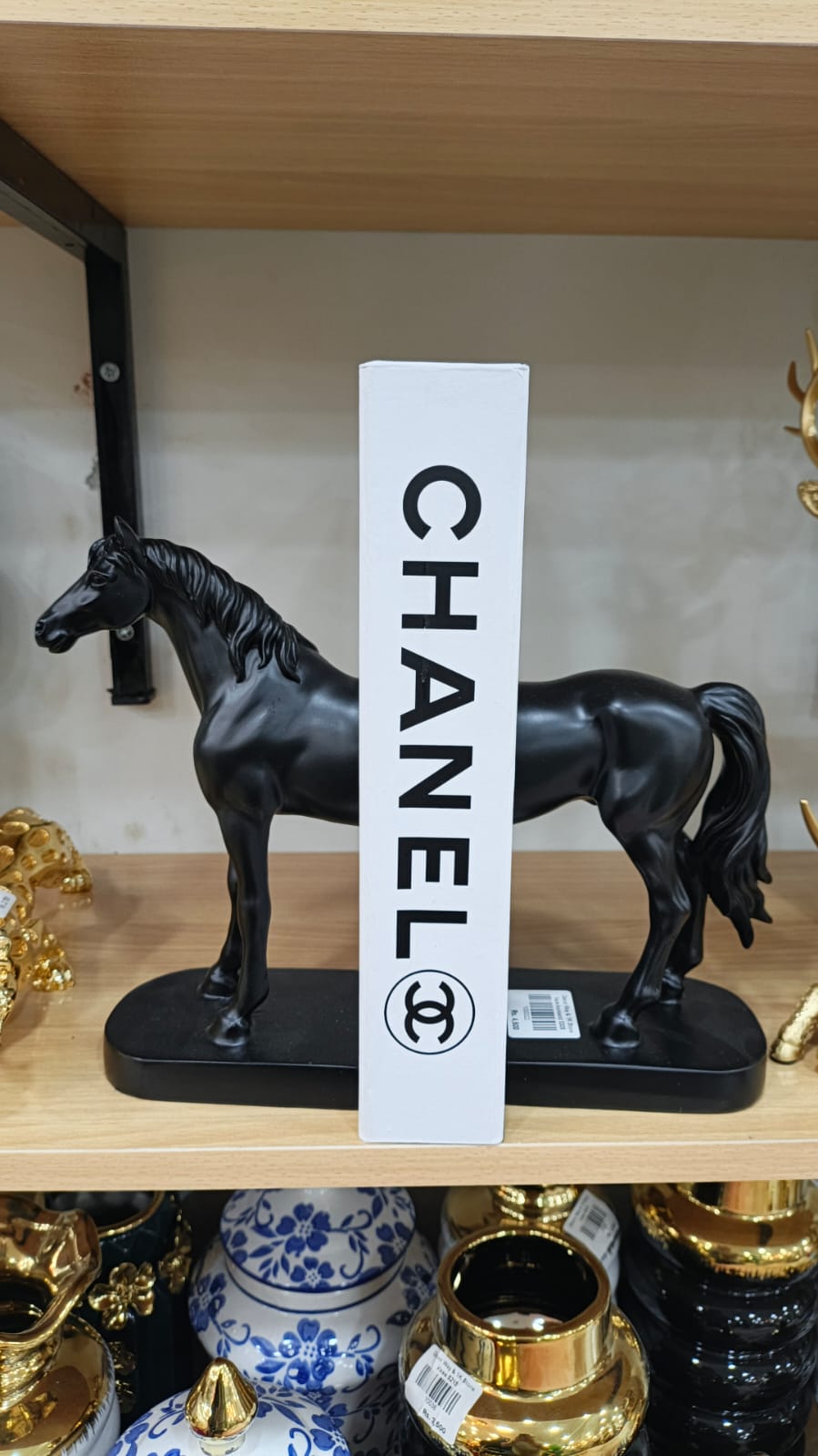 Sleek Black Standing Horse Statue — Luxury Display Piece